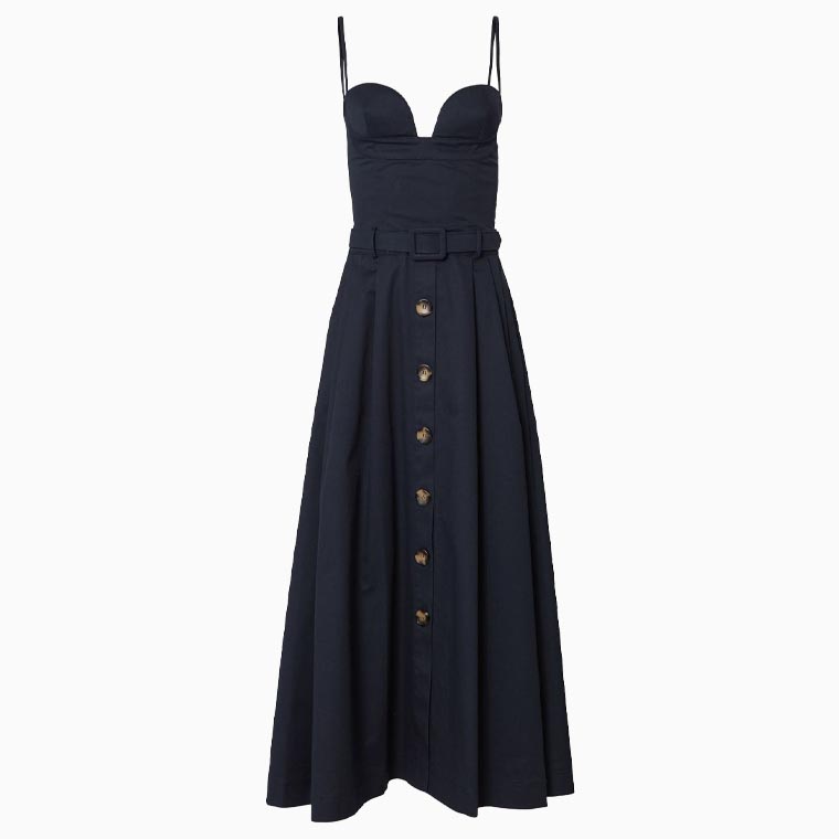 women smart casual dress code guide carolina herrera corset style belted midi dress - Luxe Digital